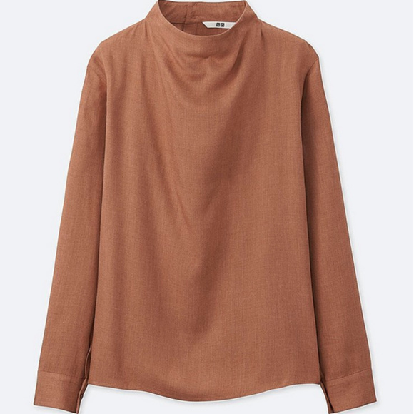 Uniqlo Tops - Uniqlo Rayon Drape High Neck Blouse NWOT